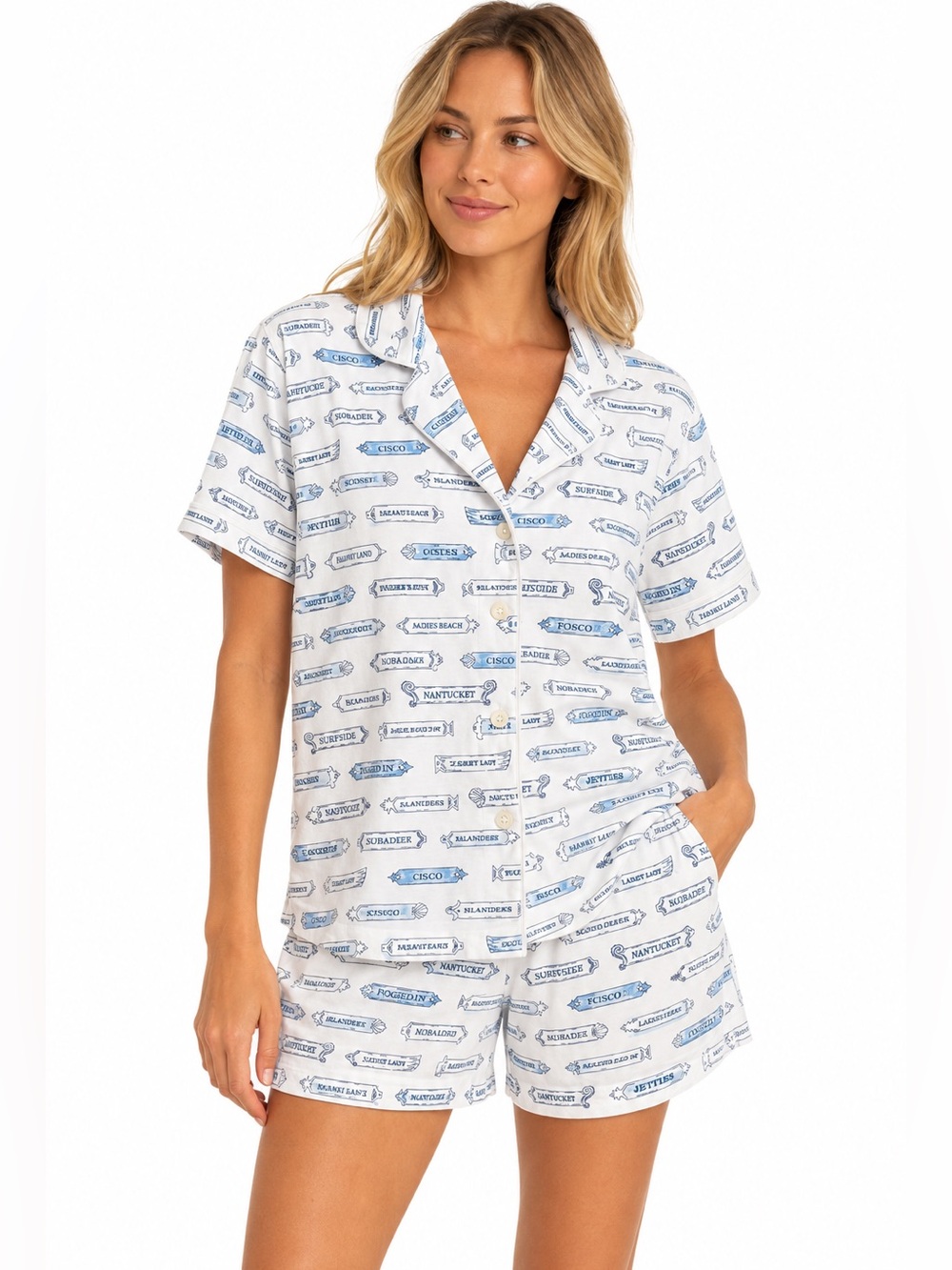 Erica Wilson Nantucket Pima Cotton Pajama Set XL Coastal Novelty Print